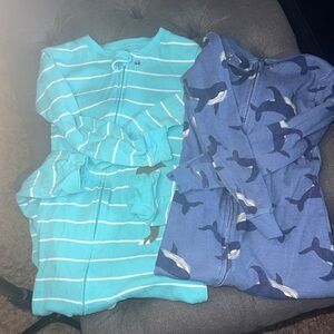 Carter's Blue Striped Dinosaur Pajama Set